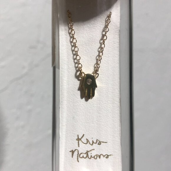 Kris Nations 14k Gold Filled Hamsa w/stone Pendant Necklace 18" - Picture 3 of 6